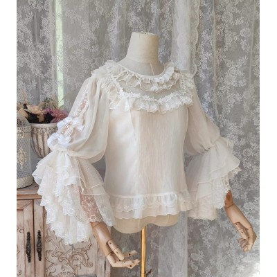 Garden Cat Bell Sleeve Versatile Blouse(Pre-Made/Full Payment Without Shipping)